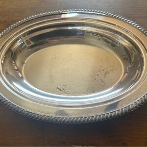 Vintage #3157 Crescent Silver Plate Oval Dish Heavy Rope Pattern 11-3/4"x 8-3/4"